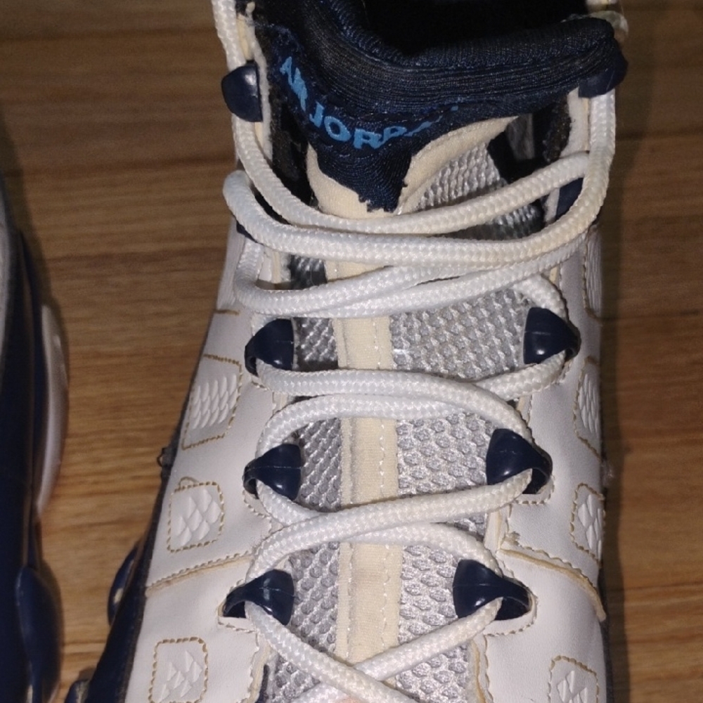 Air Jordan 9 Retro “Flint Grey / French Blue” – White and Navy Athletic Sneakers - Picture 9 of 12